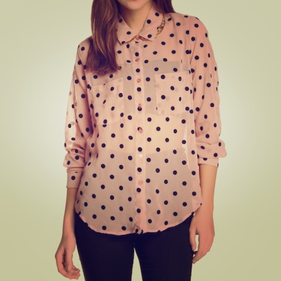 American apparel button chiffon top - Picture 1 of 4